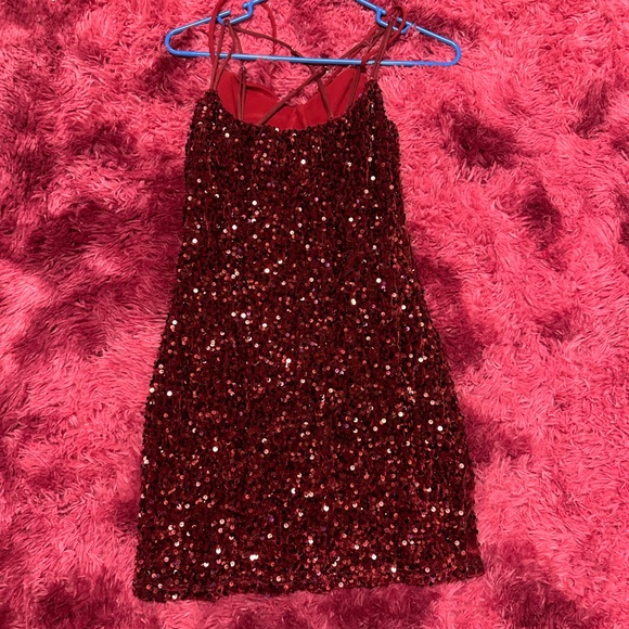 Red sequin Lucy In the Sky short dress - Picture 1 of 5